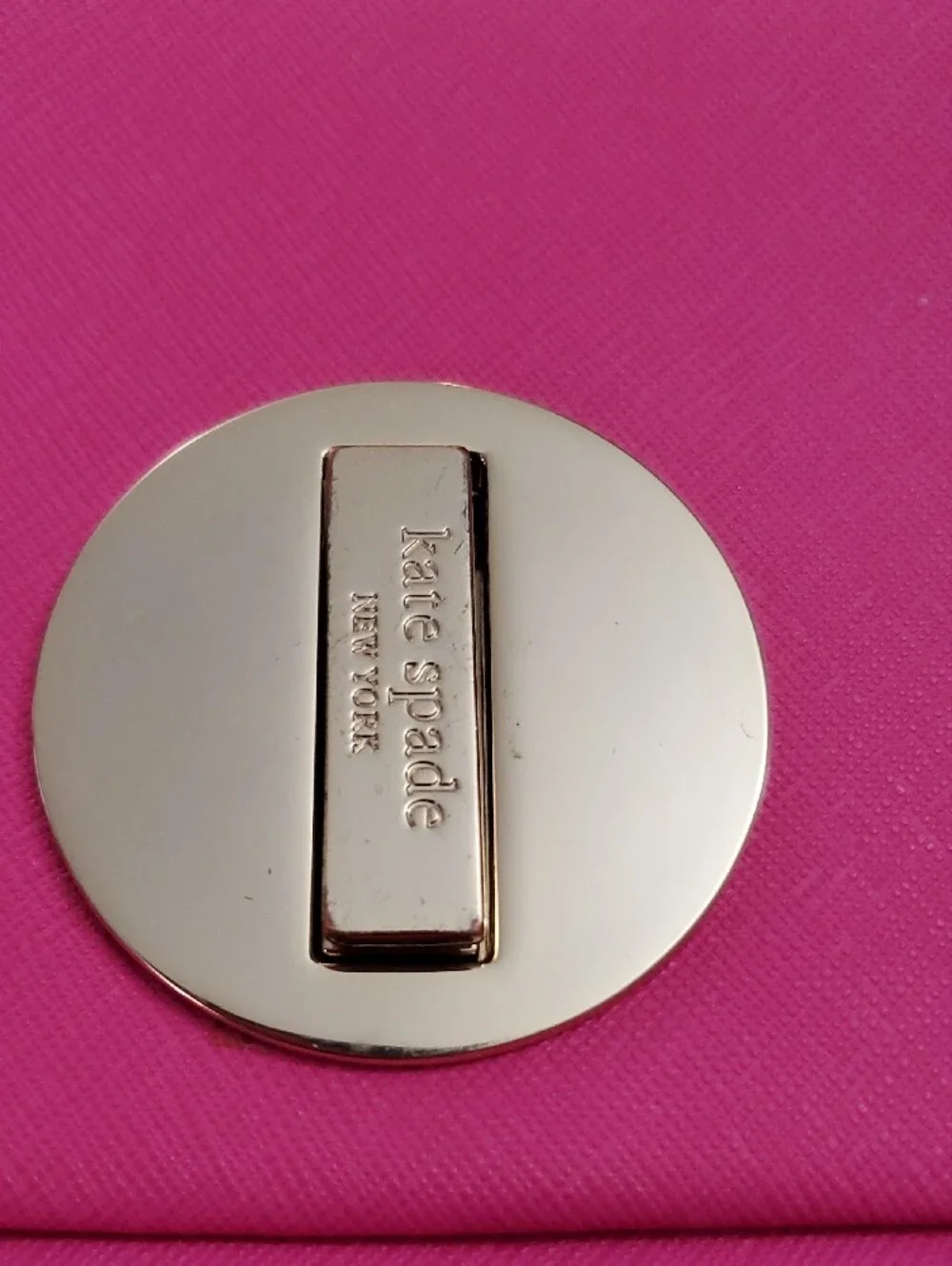 kate spade hot pink leather key & card holder with gold-tone turn lock
